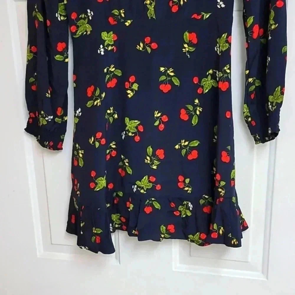 LONG SLEEVE BUTTON FRONT RUFFLE DRESS - Picture 9 of 15